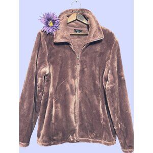 32° Heat Womens L Faux Fur Full-Zip Jacket Plush Long Sleeve Mauve